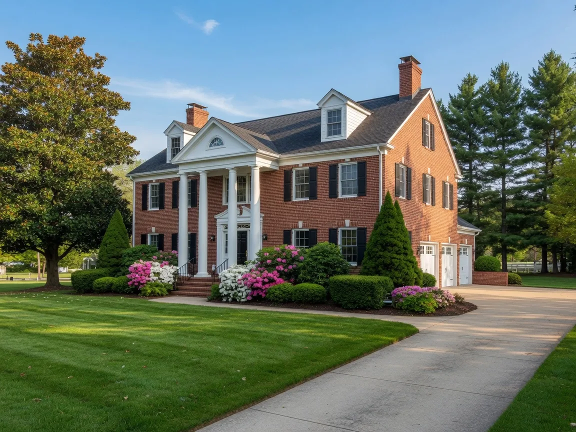 Classic brick Colonial home on a tree-lined street in Richboro
