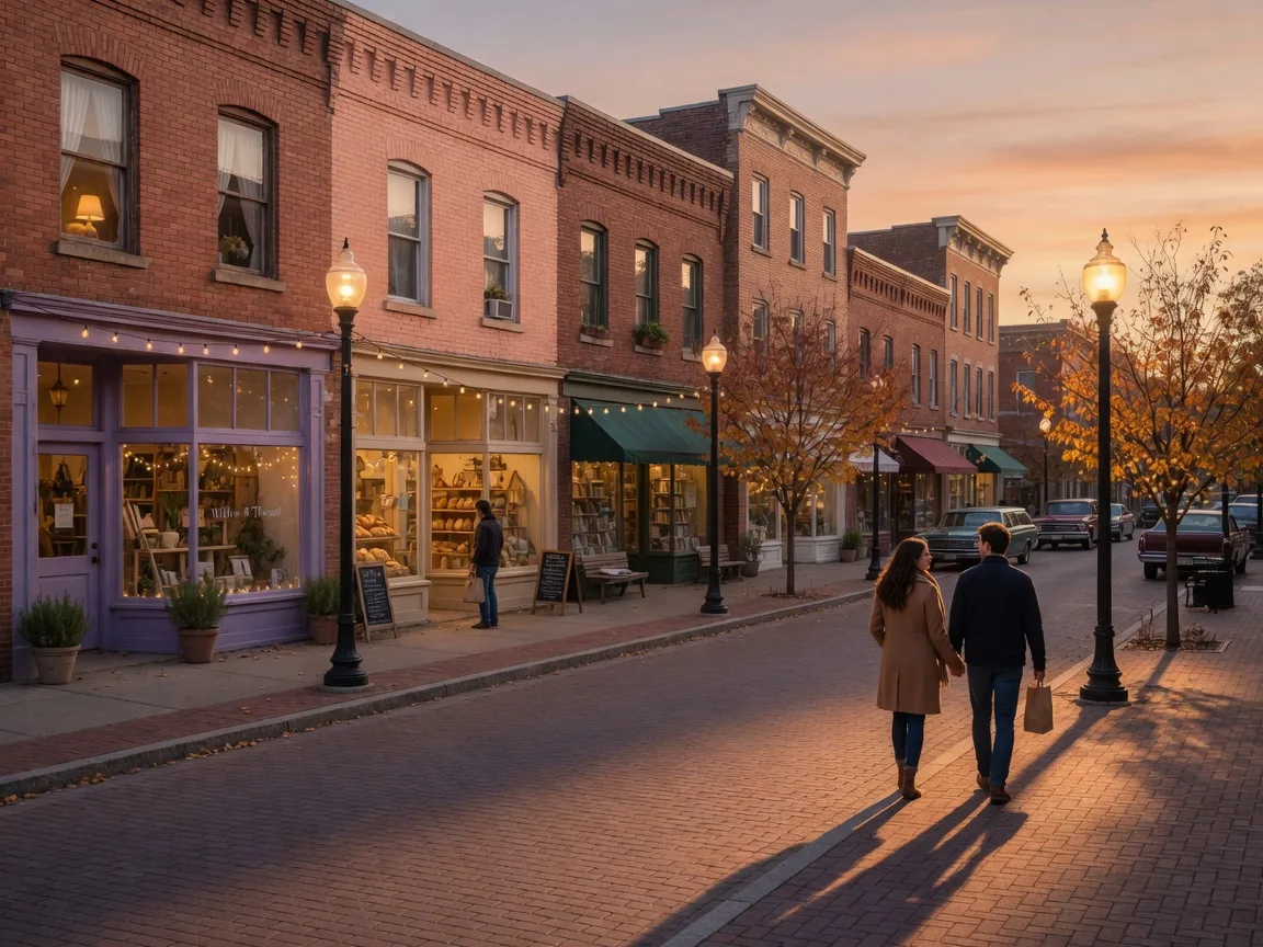 Charming downtown Apex at golden hour