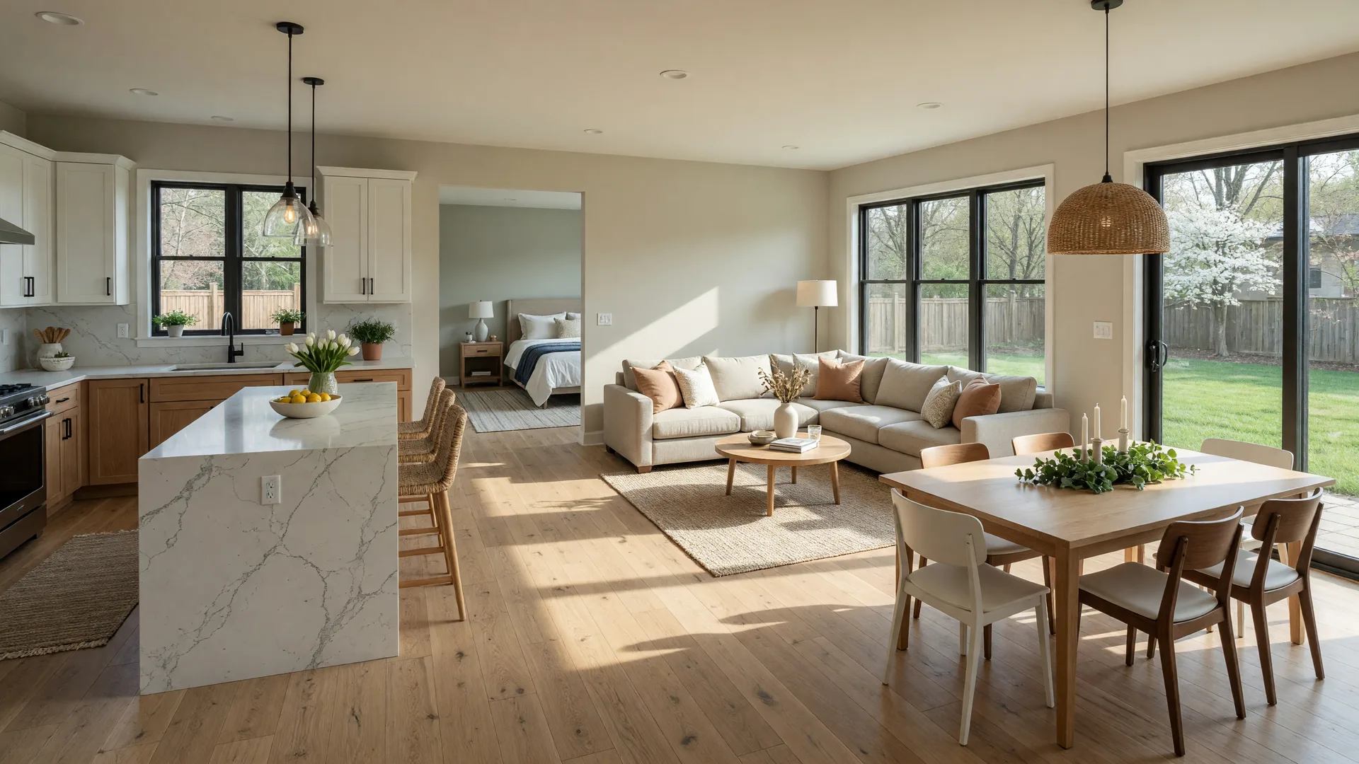 Open-concept first-floor living space in a right-sized Montgomery County, PA home