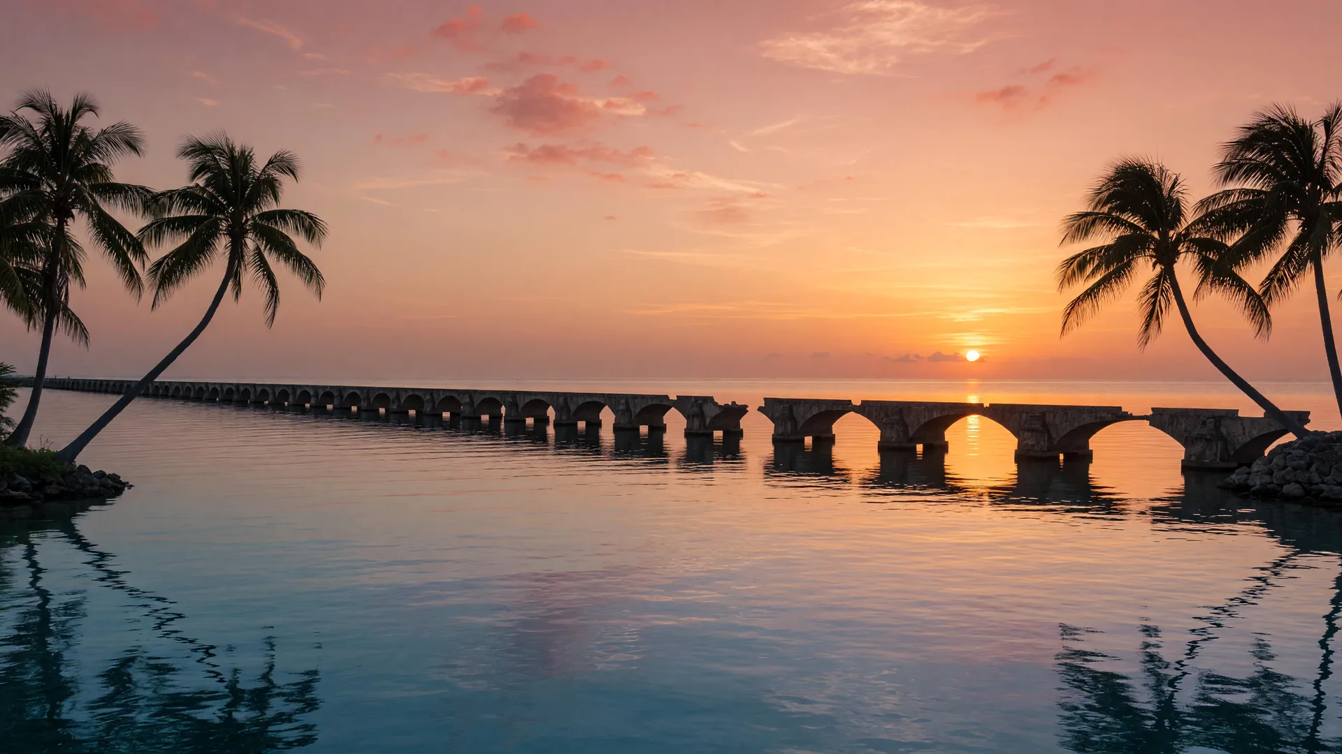 Florida Keys sunset at the Old Seven Mile Bridge in Marathon