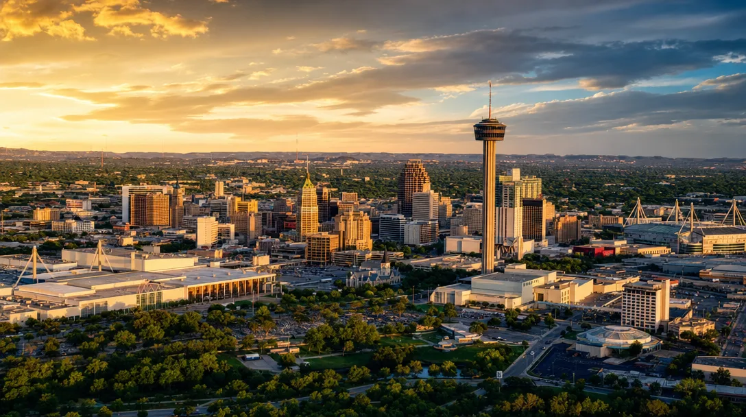San Antonio skyline at golden hour