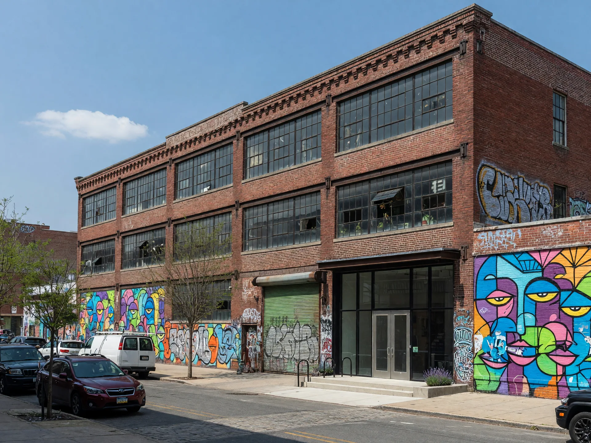 Converted warehouse loft apartments in Northern Liberties Philadelphia with industrial architecture