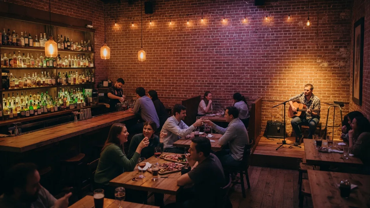 Warmly lit gastropub in Cornelius NC with live acoustic music