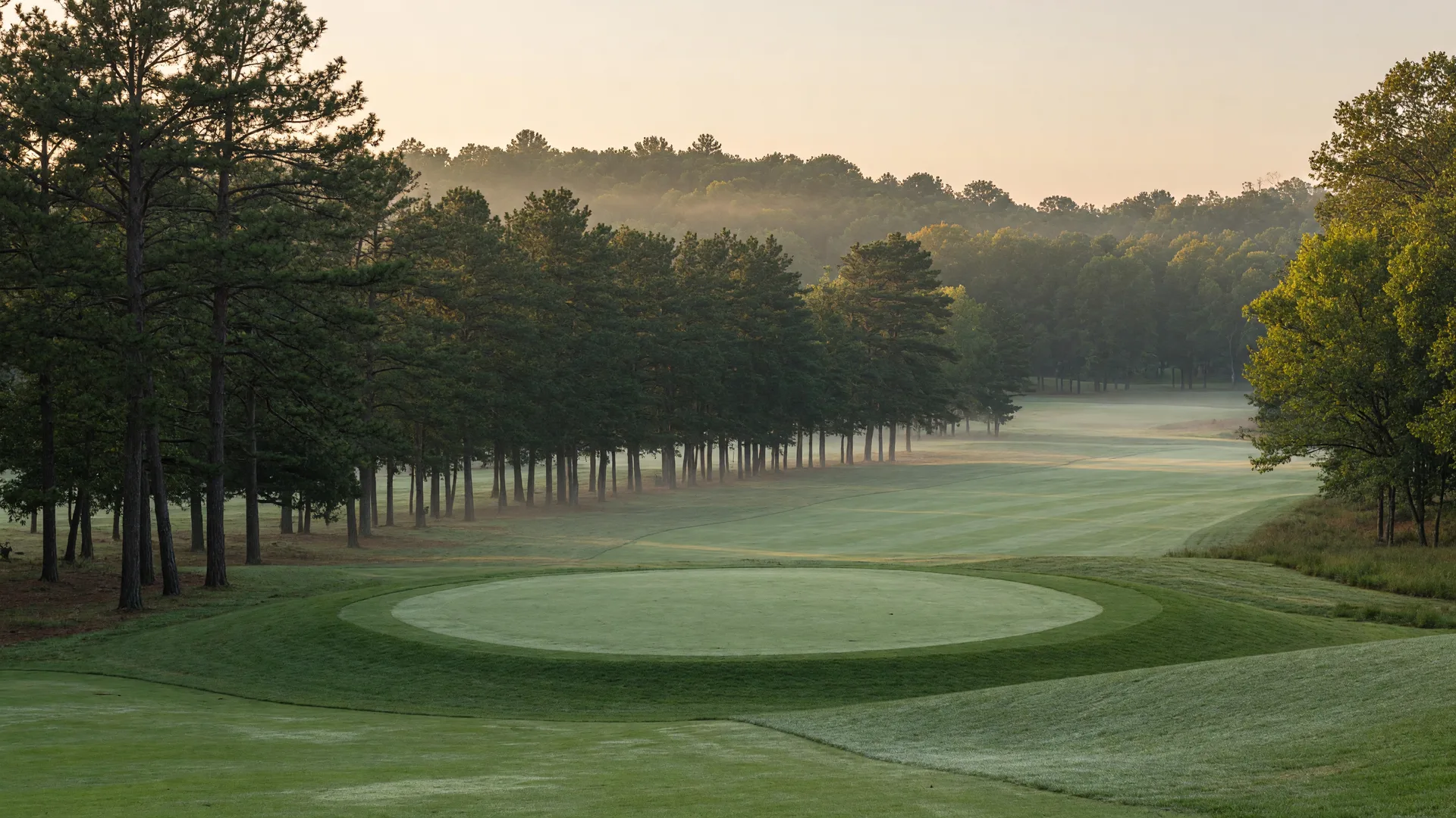 Golf fairway through the pines in Pine Valley, New Jersey