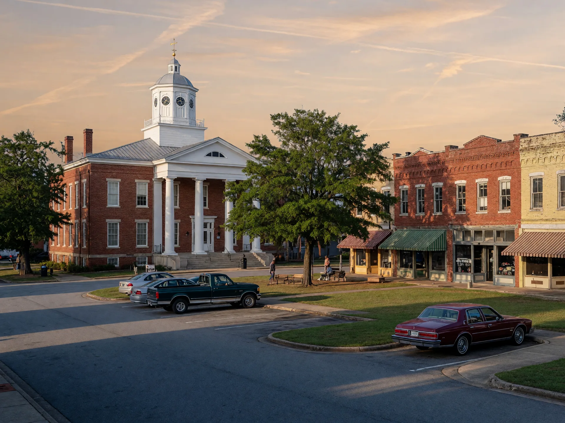 Fayetteville neighborhood at dusk