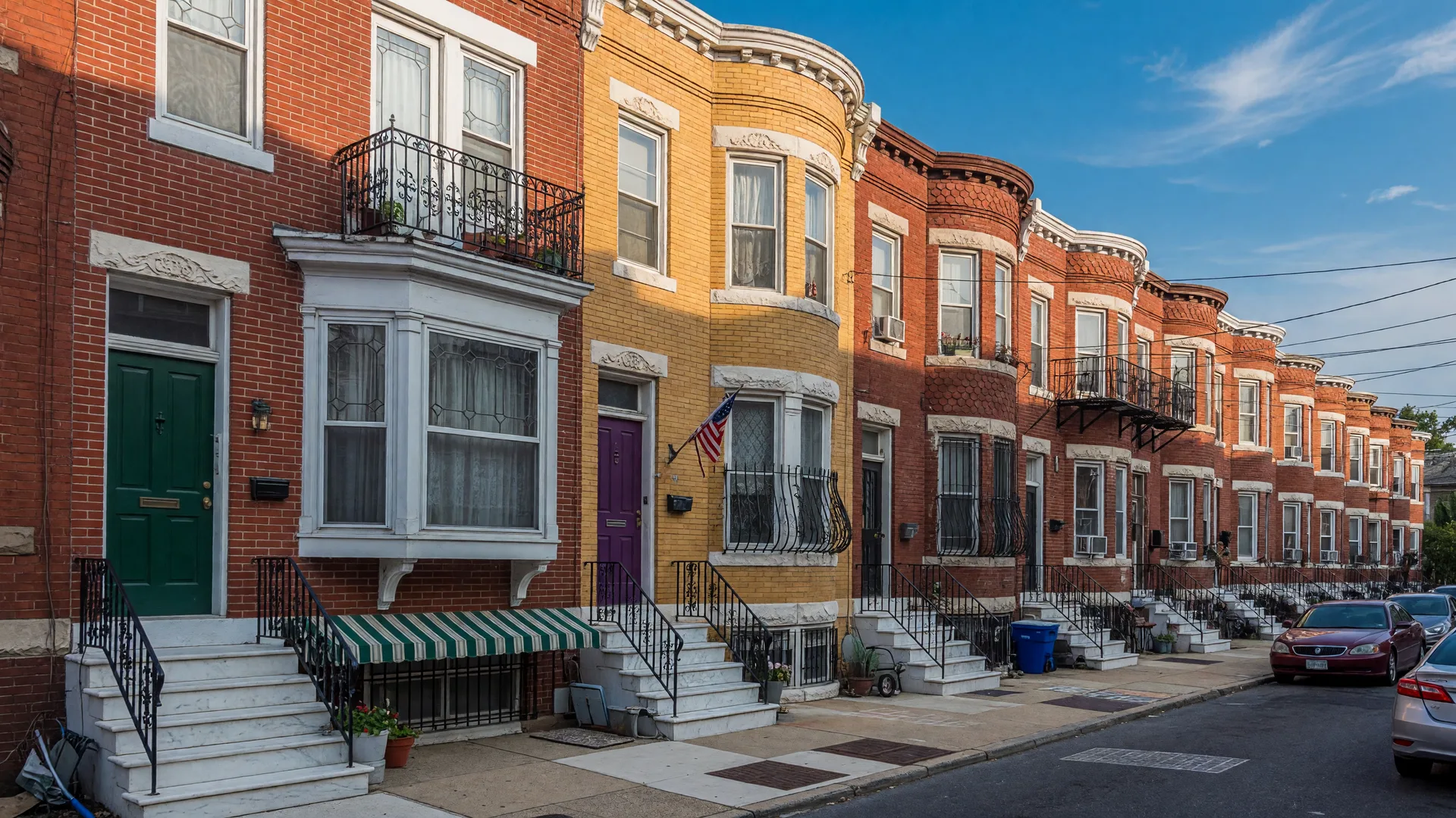 Classic Philadelphia brick rowhomes in Fishtown