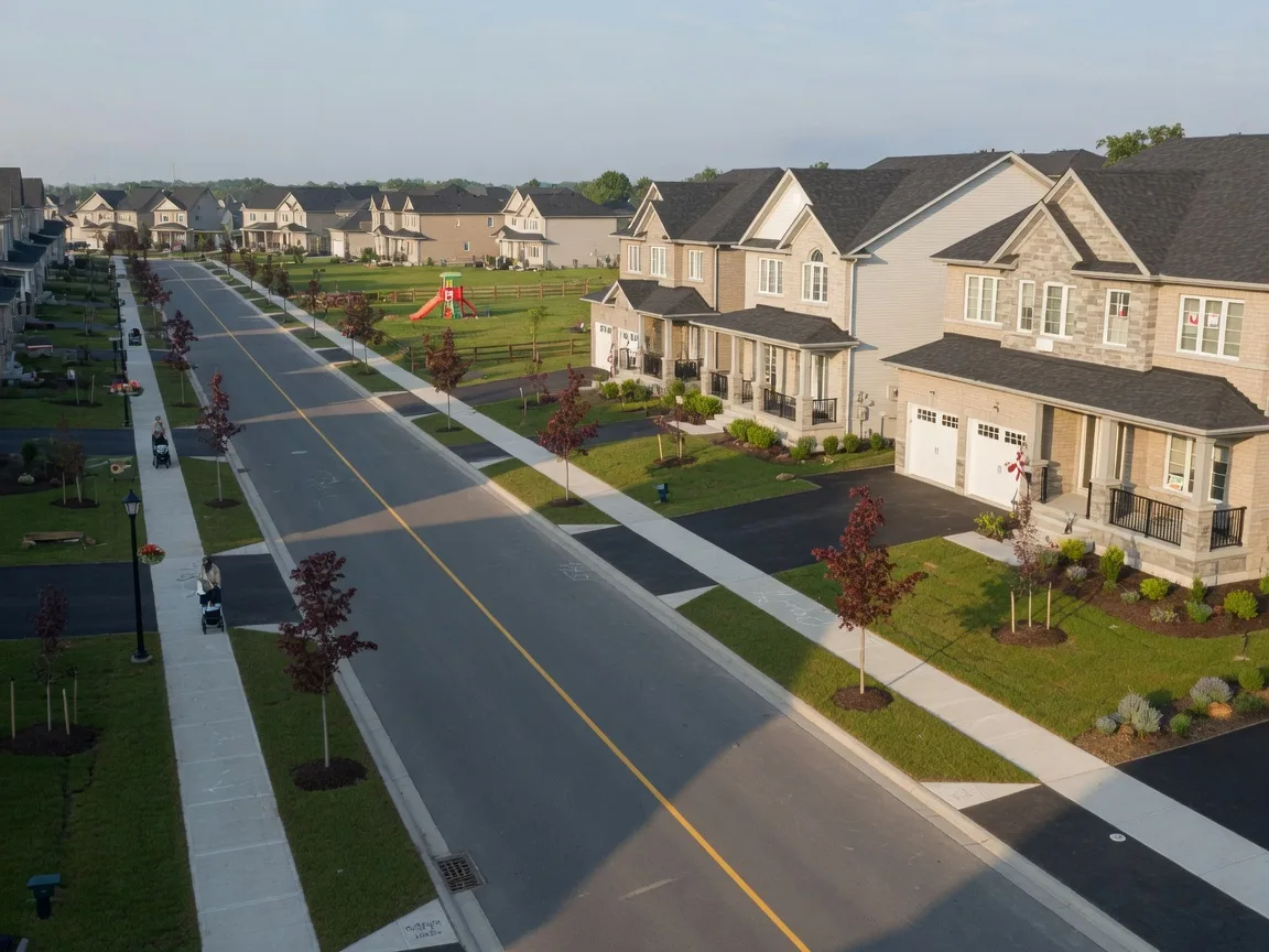 Brand-new family homes in north Oshawa on a sunny morning