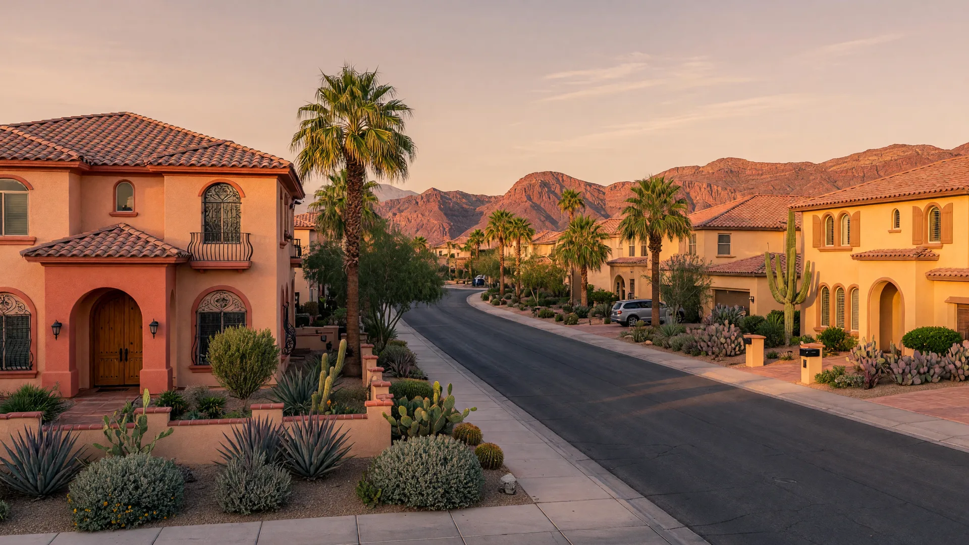 Modern two-story homes in a newer Las Vegas master-planned community at elevation
