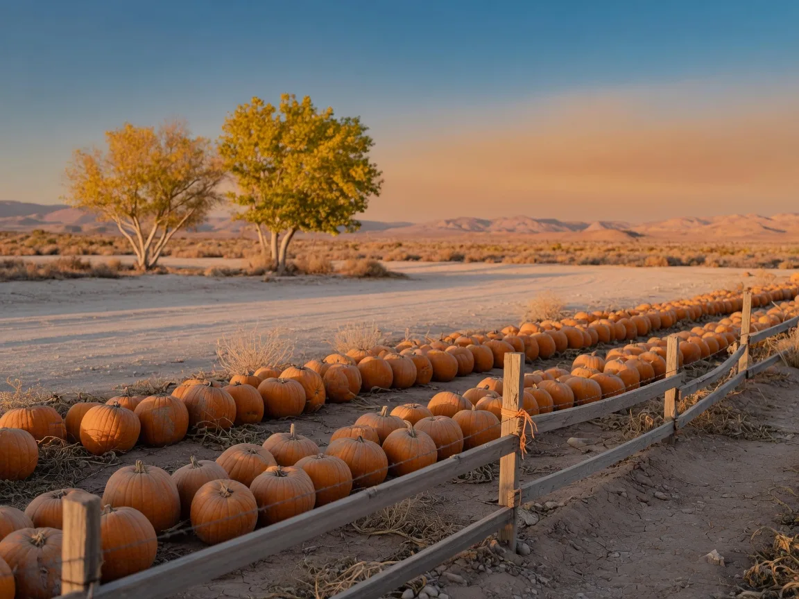 Pumpkin patch in a Southern Nevada fall harvest