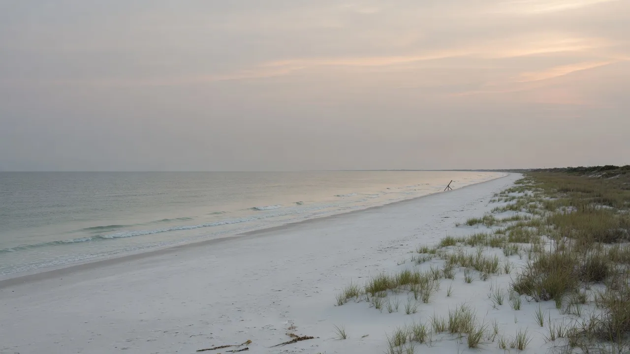 A quiet, uncrowded Texas beach near Kingsville with wide sands