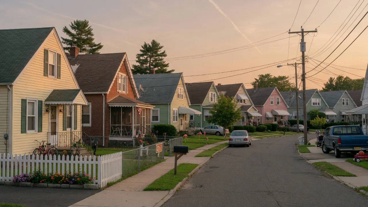 Quiet residential street in Brooklawn, New Jersey
