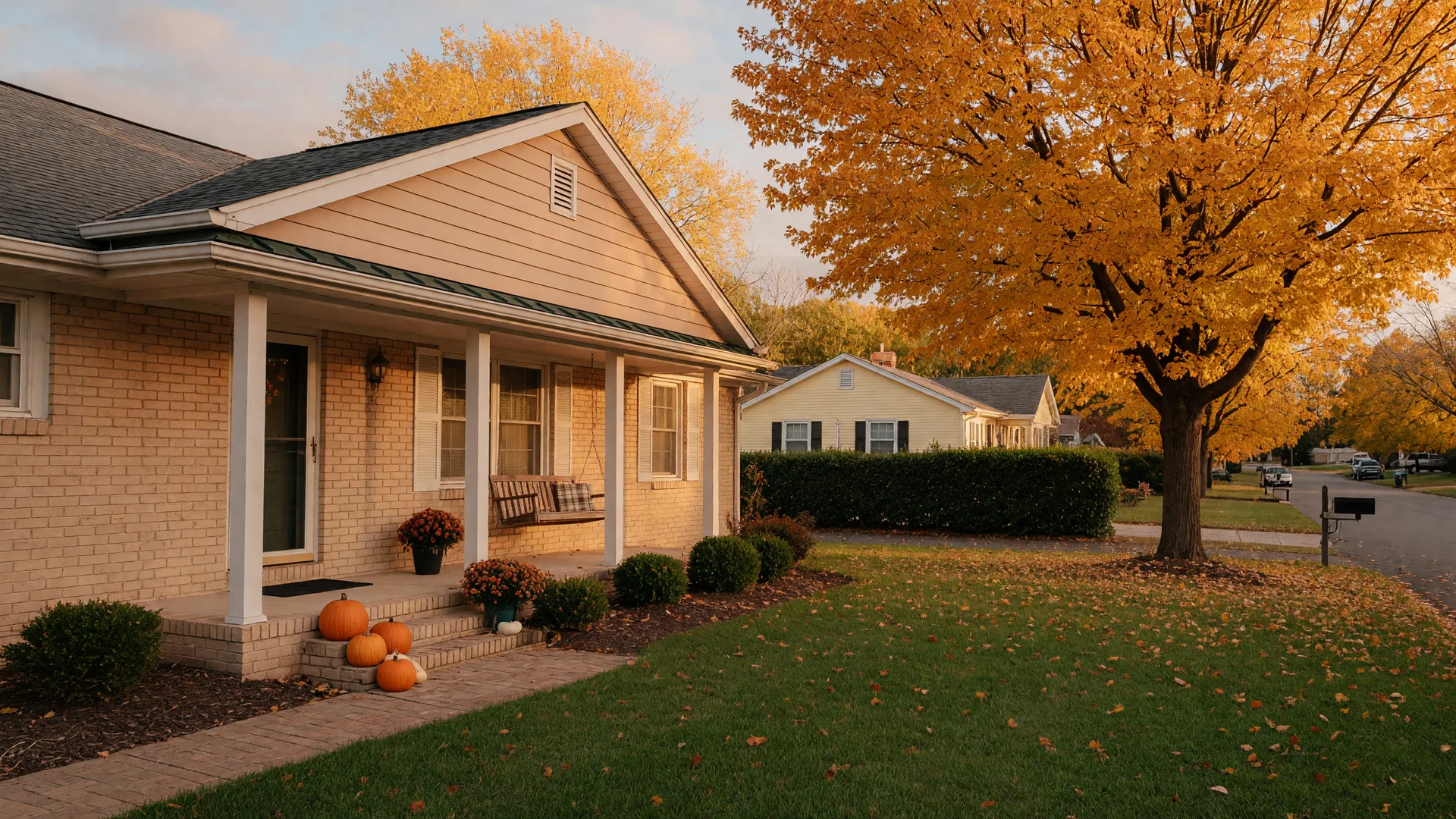 Single-level ranch home with covered porch and low-maintenance yard in a Virginia neighborhood