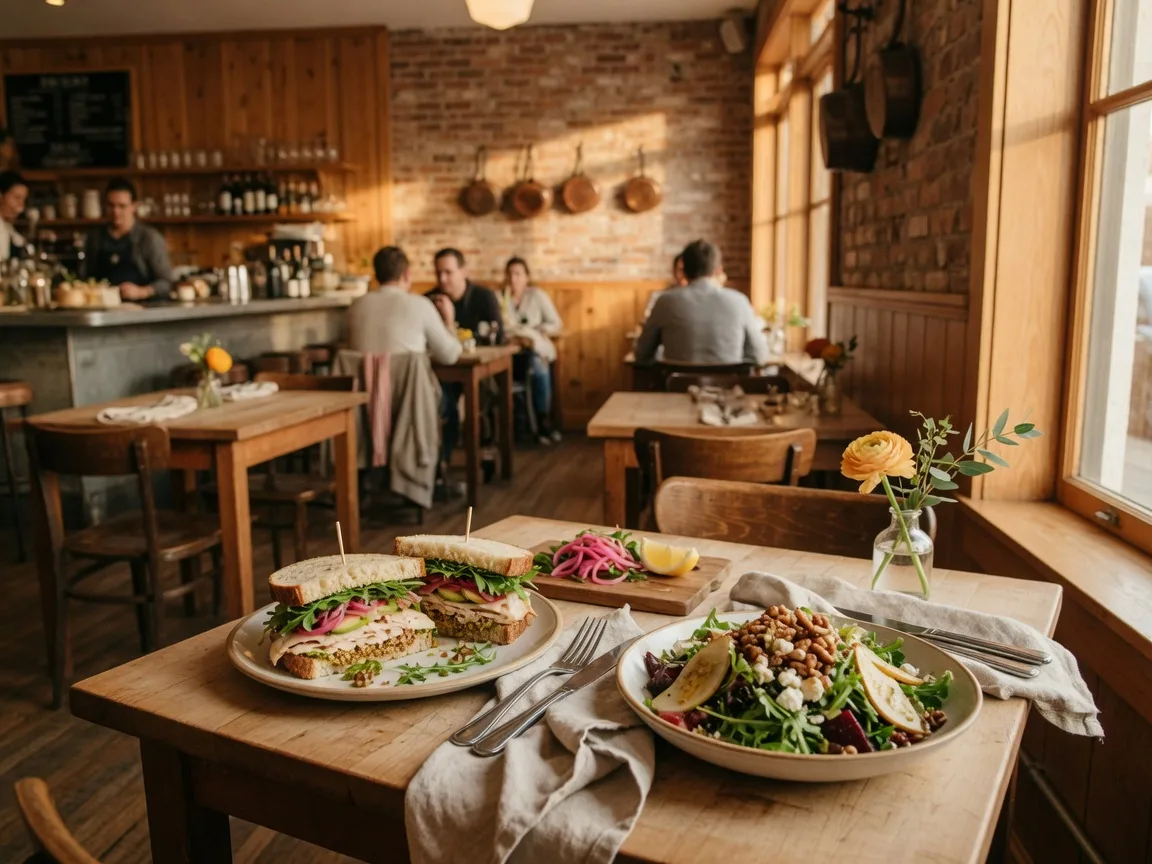 Beautifully plated sandwiches and salads at Jojo's Bistro in Dacula Georgia, handcrafted Mediterranean-American bistro fare with fresh ingredients
