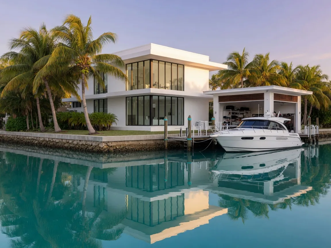 Waterfront canal home with docked boat in Fort Lauderdale