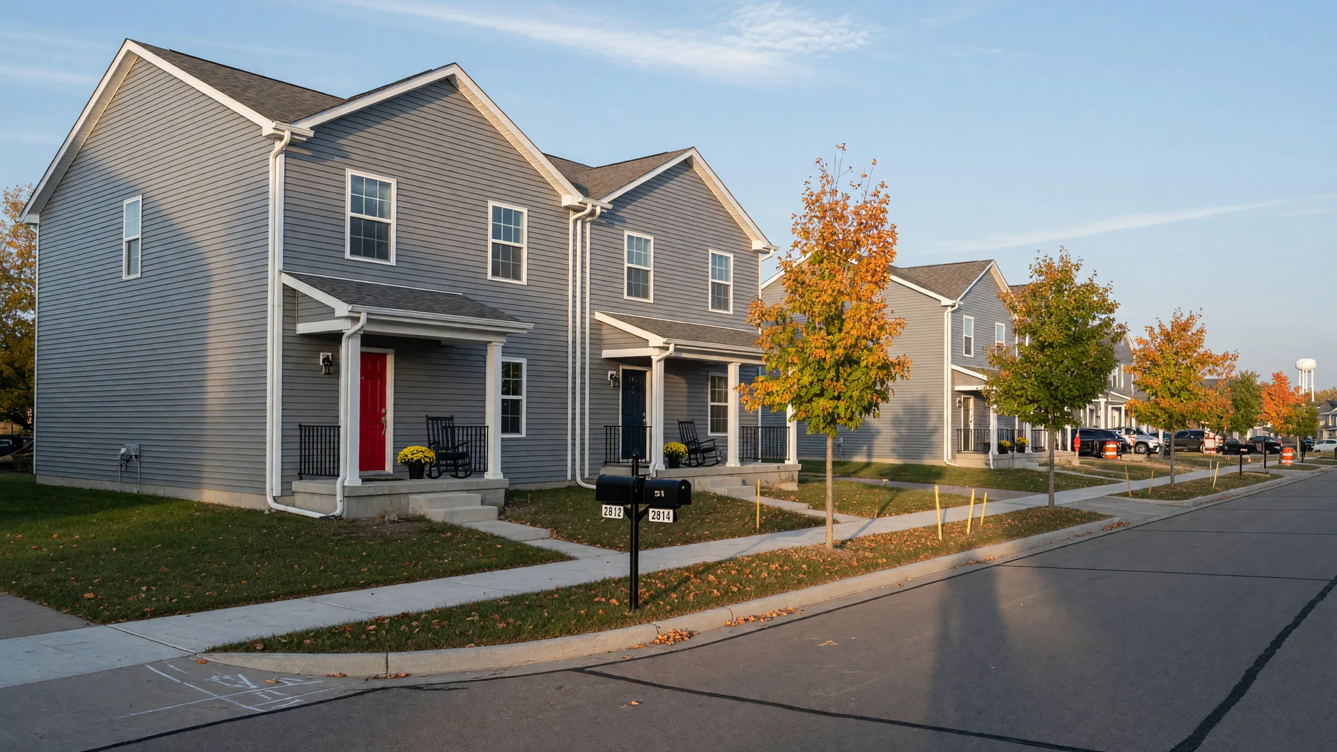 A brand-new side-by-side twin home on a quiet subdivision street in the Sioux Falls area