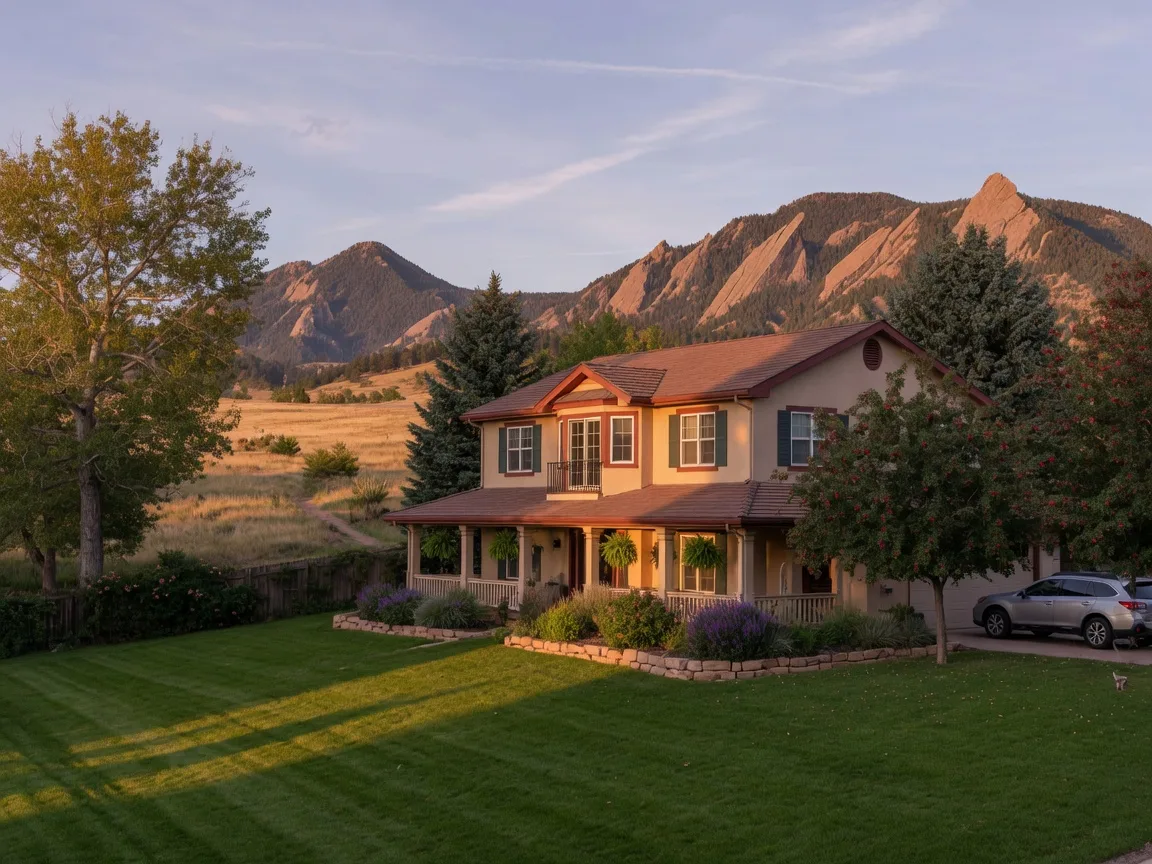 South Boulder family home near Marshall Mesa with the Flatirons rising in the background