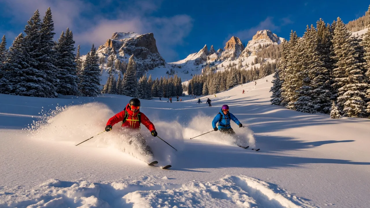 Skier on a pristine powder day at a Utah ski resort