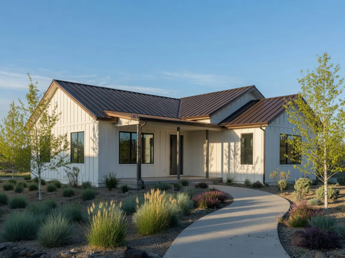 A modern home in the Treasure Valley under a clear sky