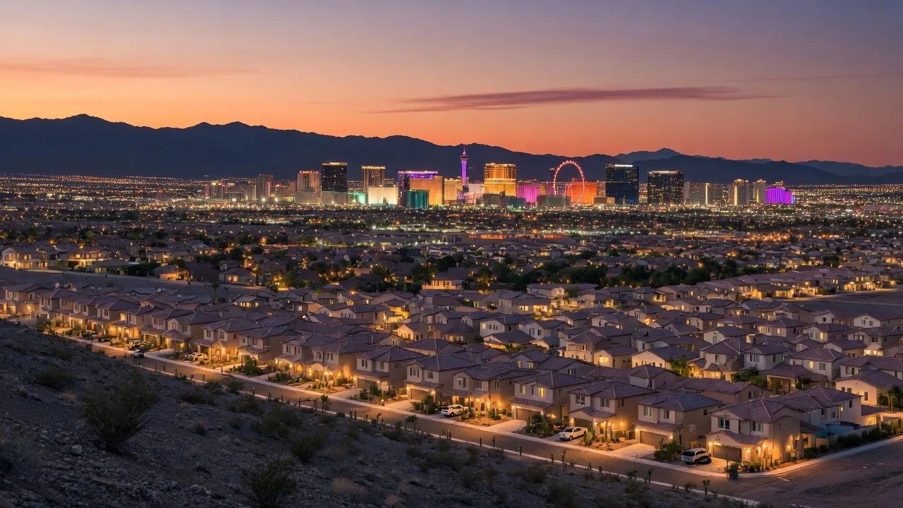 The Las Vegas valley at dusk, where buyers and sellers negotiate leverage in every season