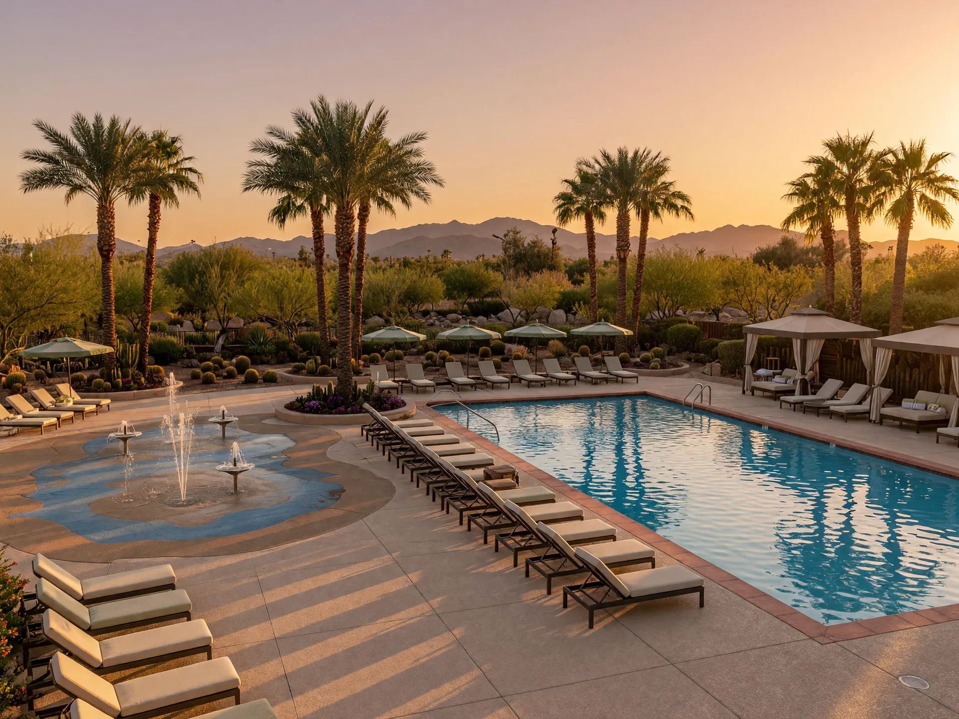 Resort-style community pool and splash pad in a Chandler master-planned community