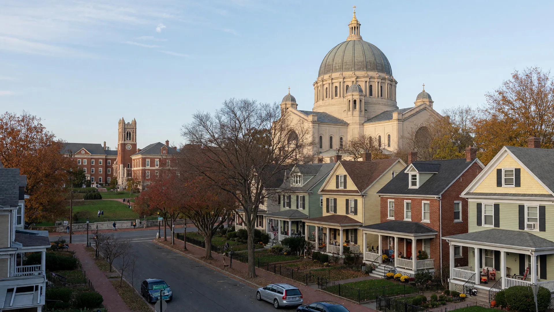 Basilica dome rising over Brookland, Washington, DC