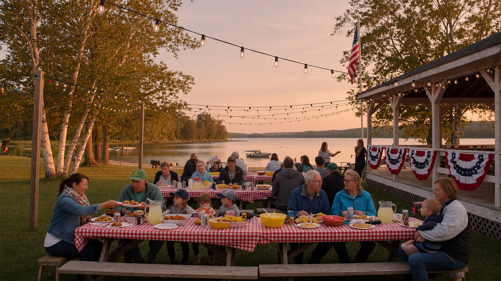Summer community event in Northeast Ohio with people, lights, and local festivities