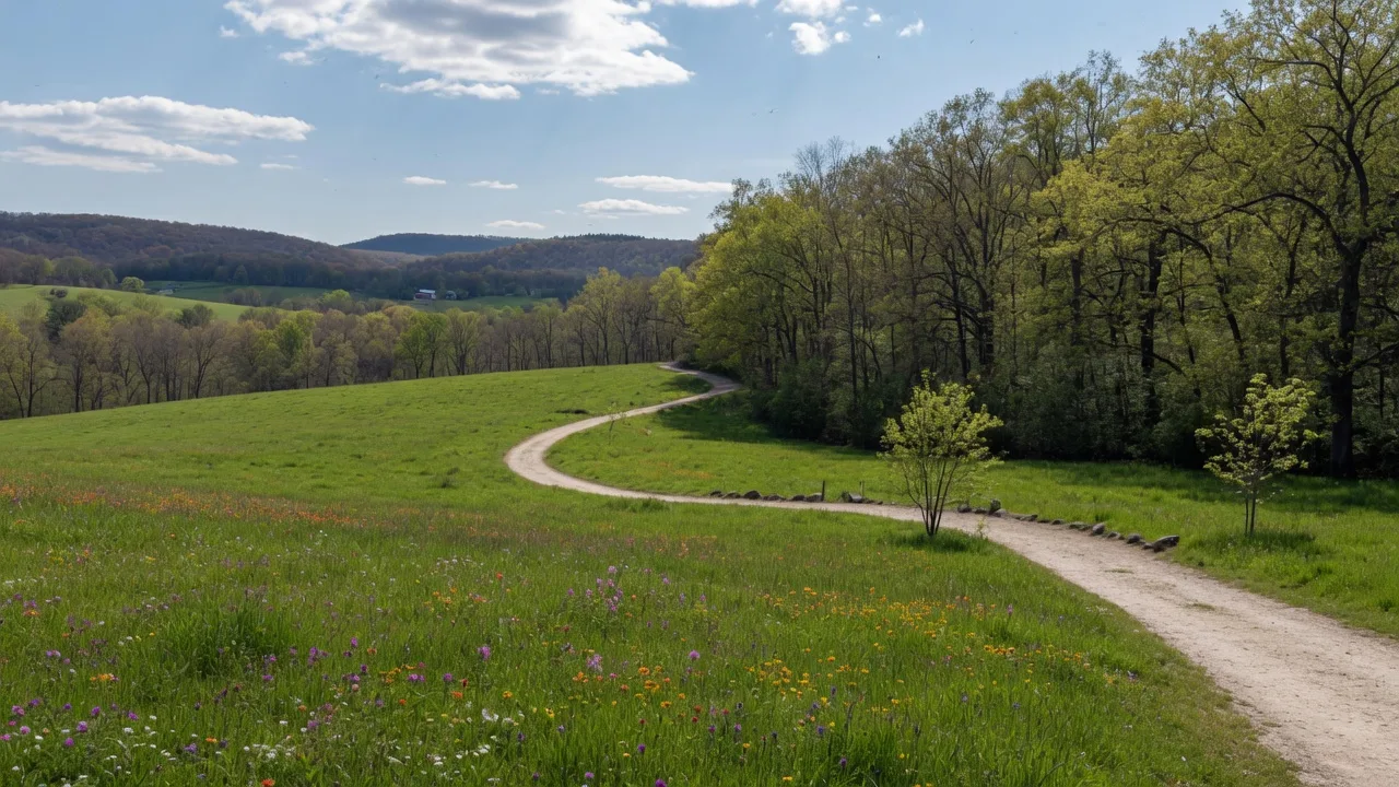 Binky Lee Preserve with wildflower meadows and hiking trails in Chester Springs