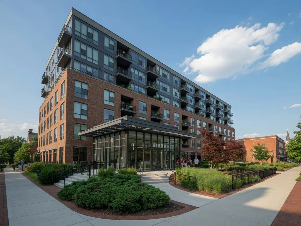 Modern condominium building in Doylestown near downtown