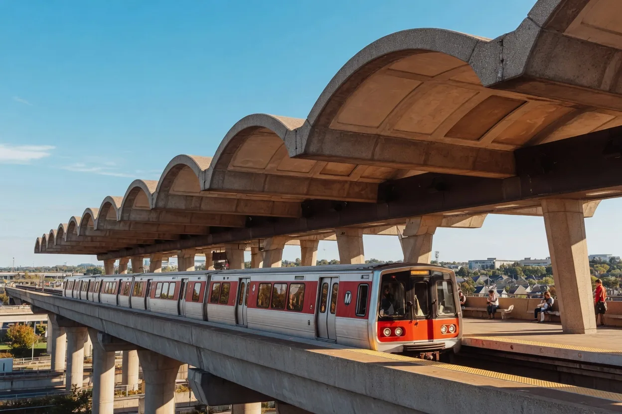 Bright daylight view of the Metro Red Line near Rockville