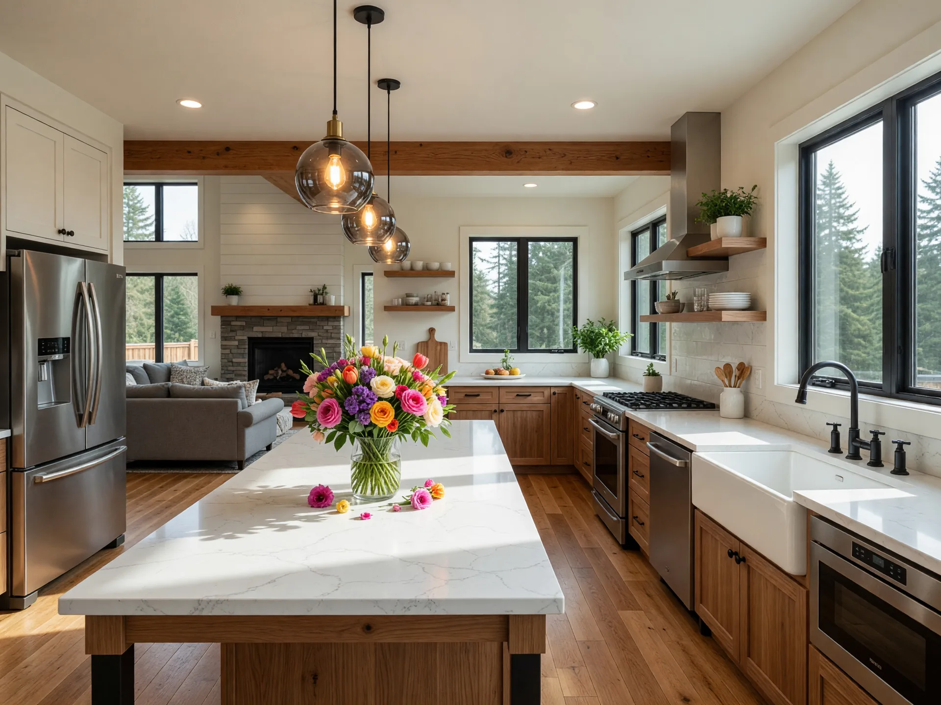 Beautiful family kitchen in a Pacific Northwest home
