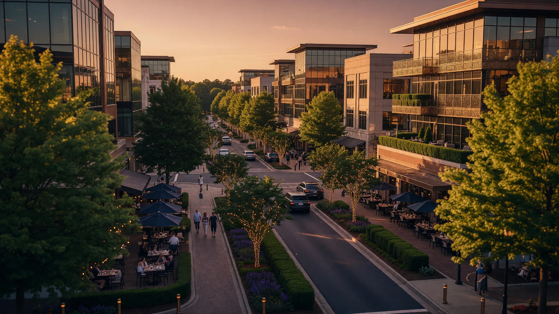 Downtown Alpharetta at golden hour