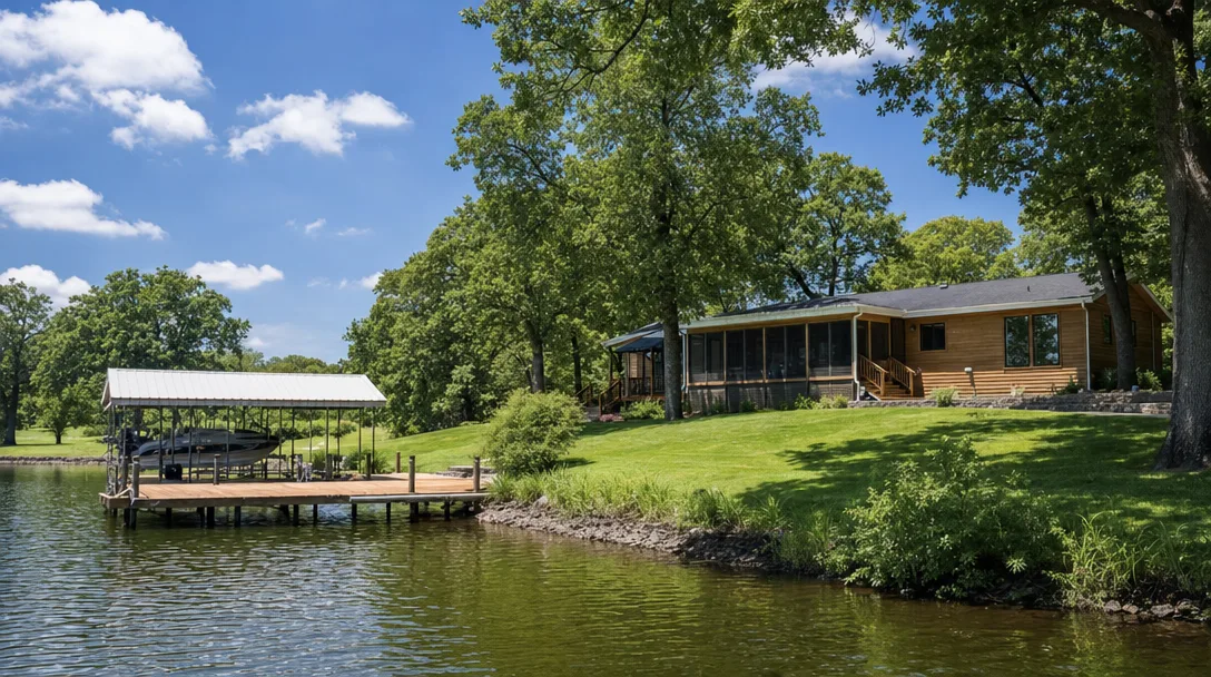 Waterfront home on Lake Hudson with private dock and boat lift
