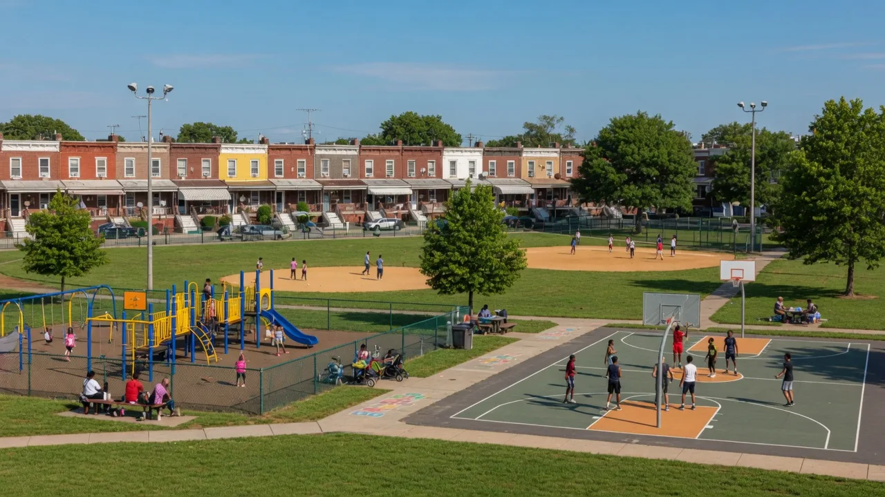 Grays Ferry Recreation Center with sports fields and playground
