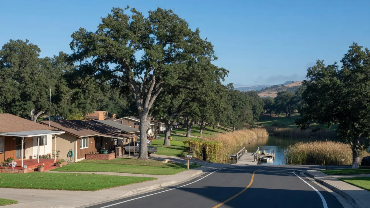 A residential foothill neighborhood near Cameron Park Lake, California