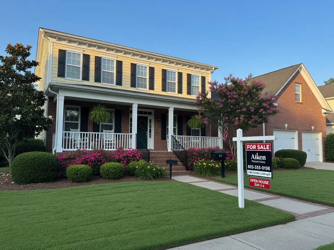 Aiken SC home with For Sale sign -- understanding the selling timeline from listing to closing.
