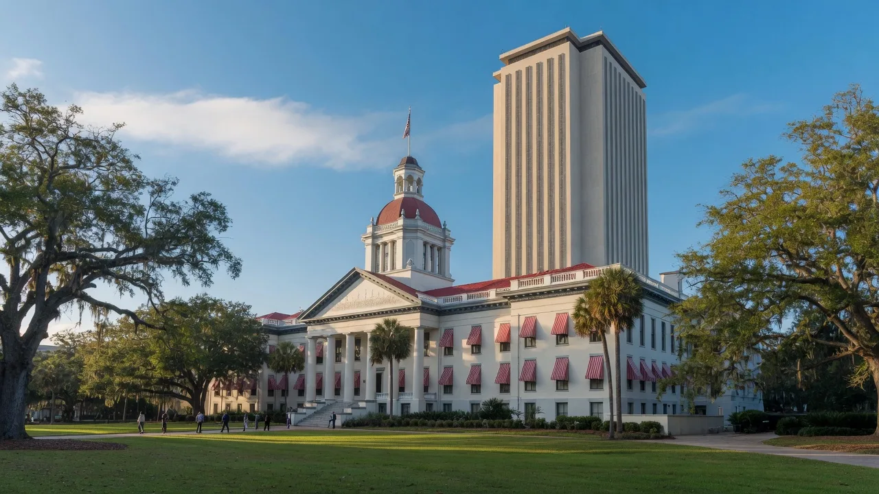 The Florida State Capitol complex in Tallahassee on a clear morning