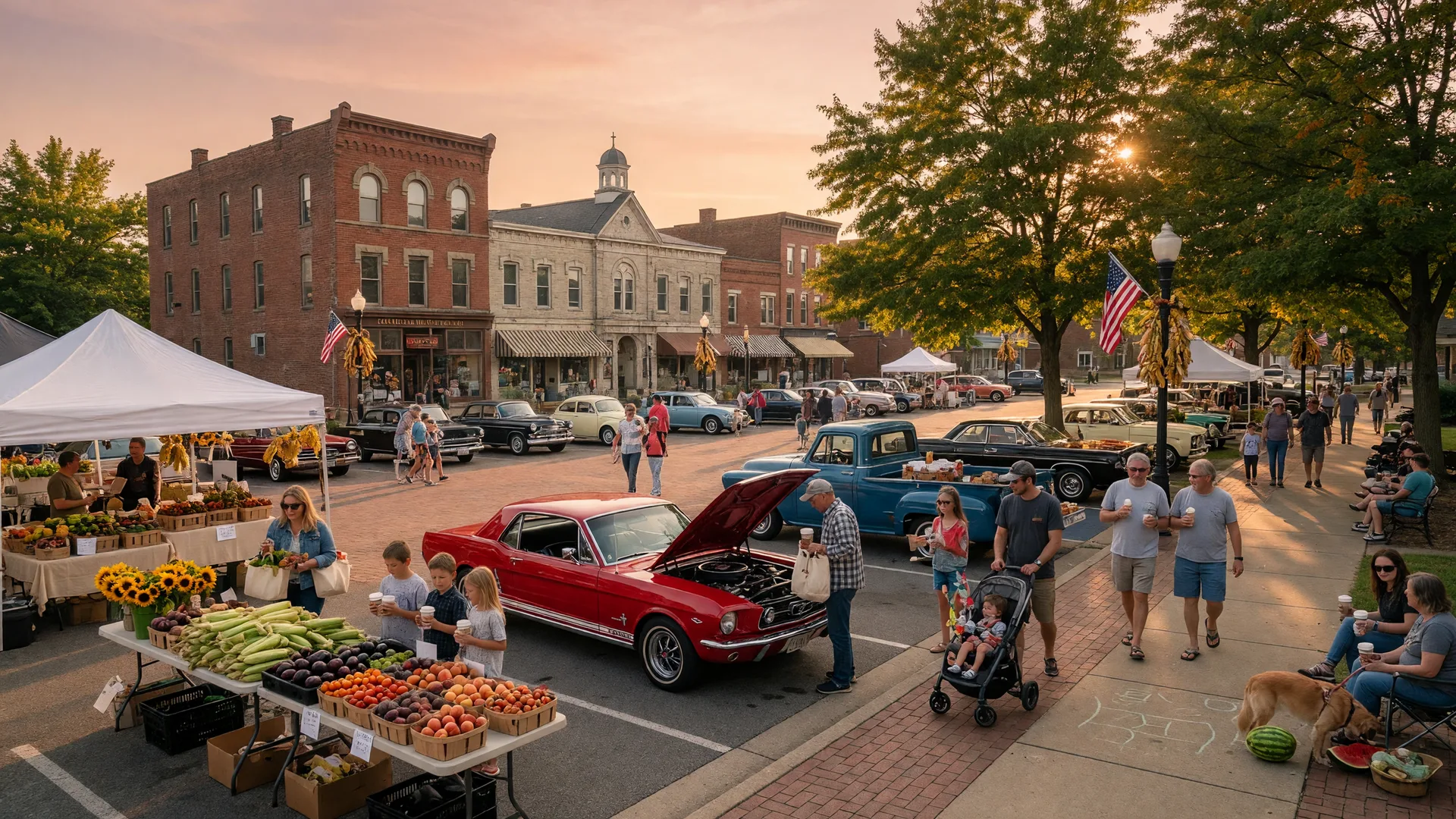 Summer community event in Northeast Ohio with people, lights, and local festivities