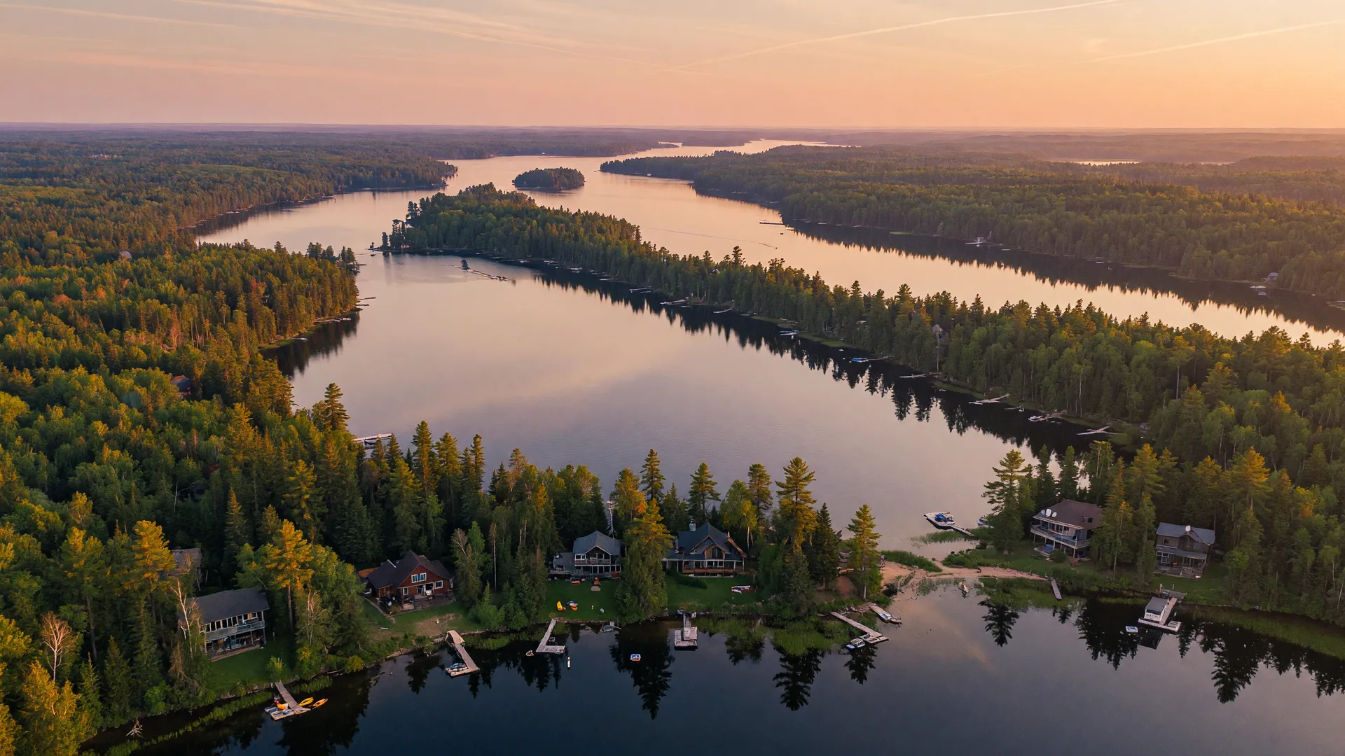Aerial view of the Brainerd Lakes Area in Minnesota