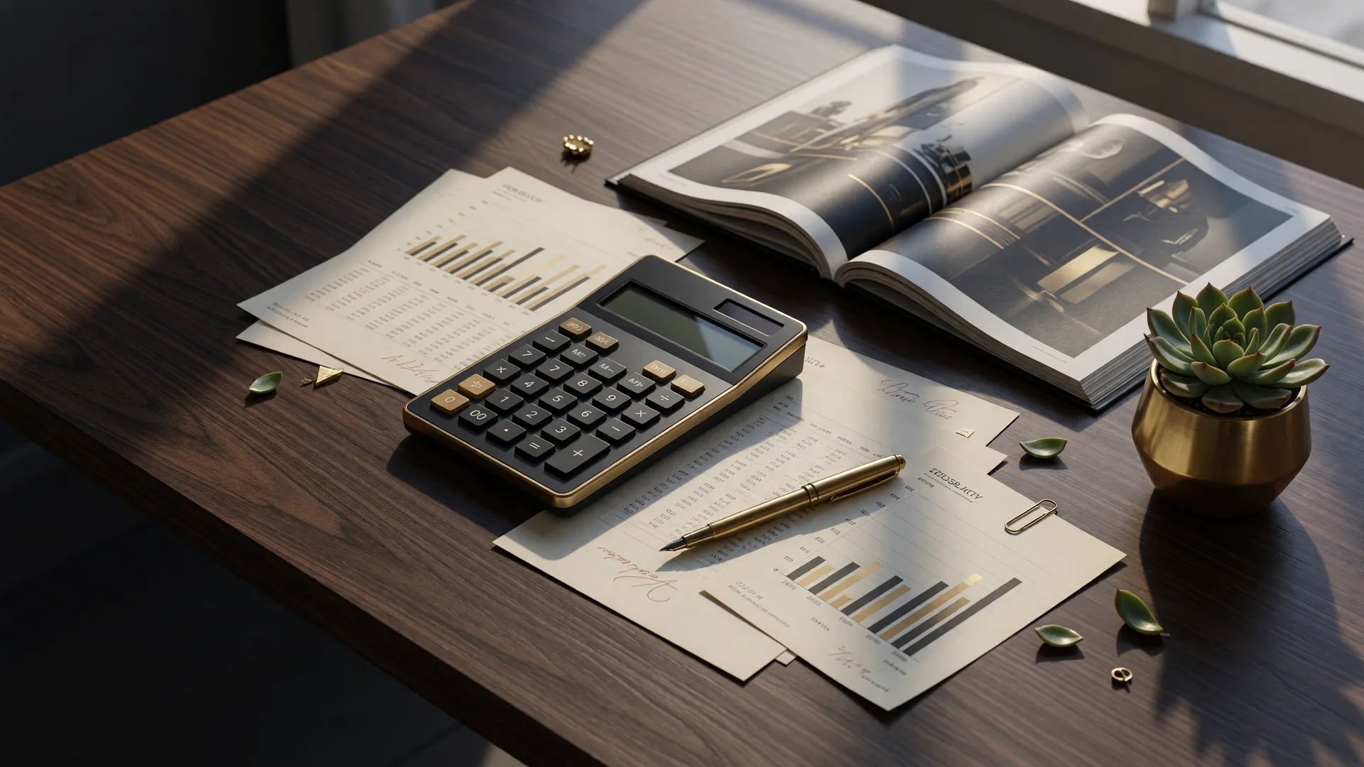 Cost of living calculation tools on a desk