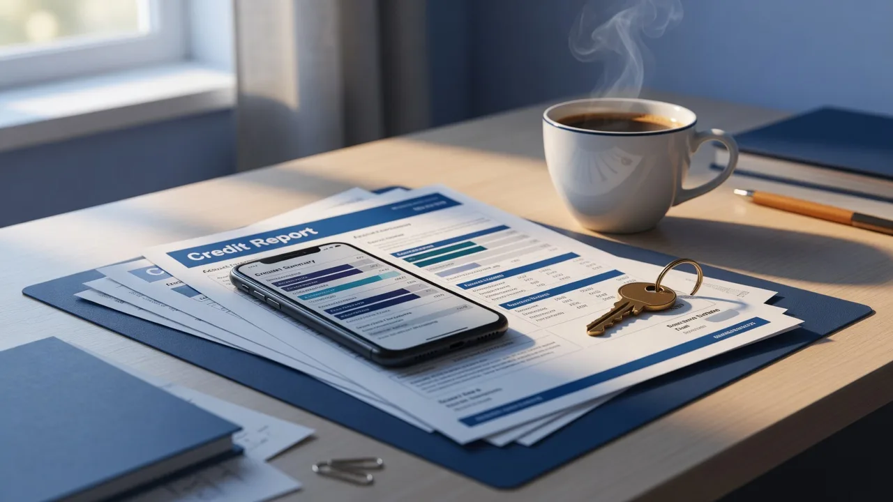 Credit report and mortgage documents showing how to raise your score before buying a home