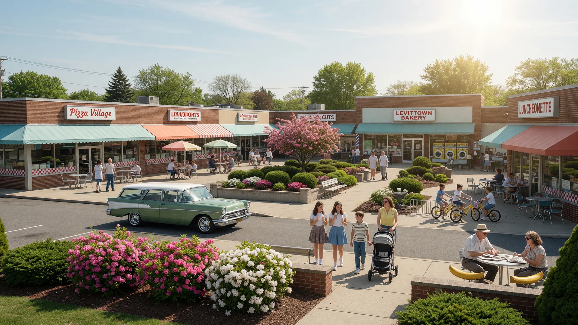 Levittown shopping district and local dining