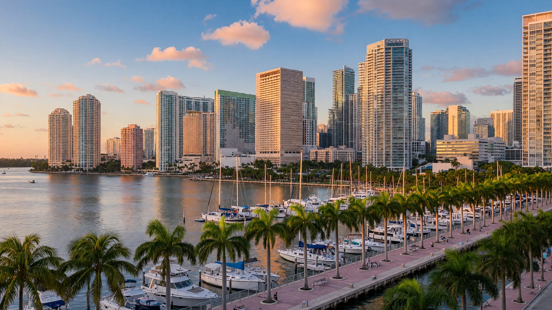 Brickell waterfront towers along Biscayne Bay in Miami