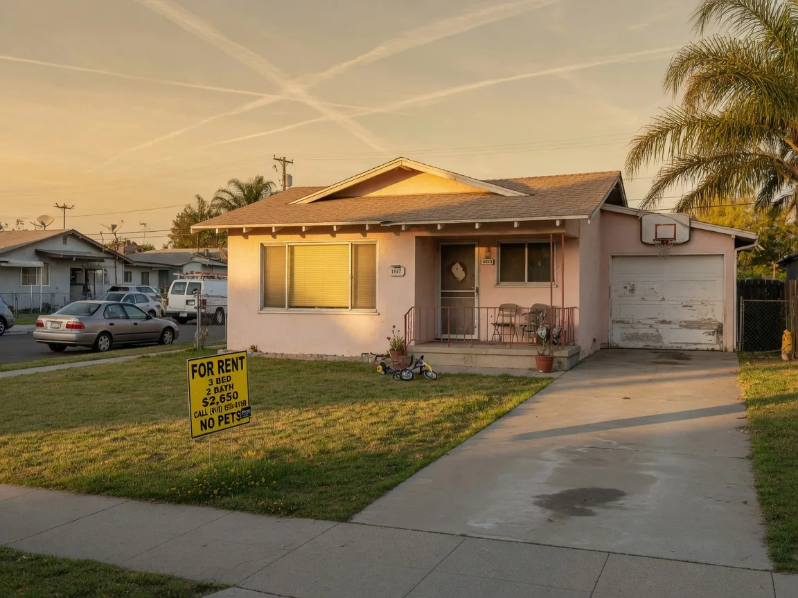 Three-bedroom single-family rental home in a California residential neighborhood