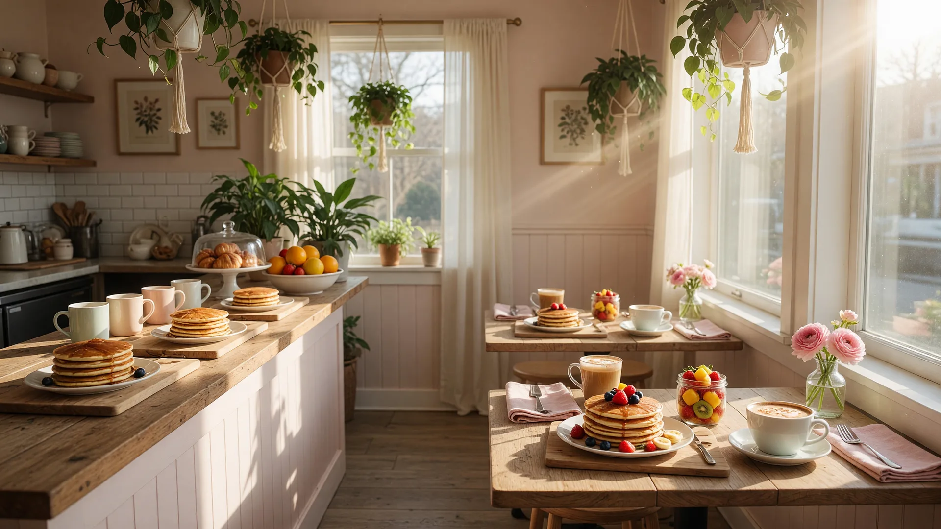 Bright neighborhood cafÃ© with morning light