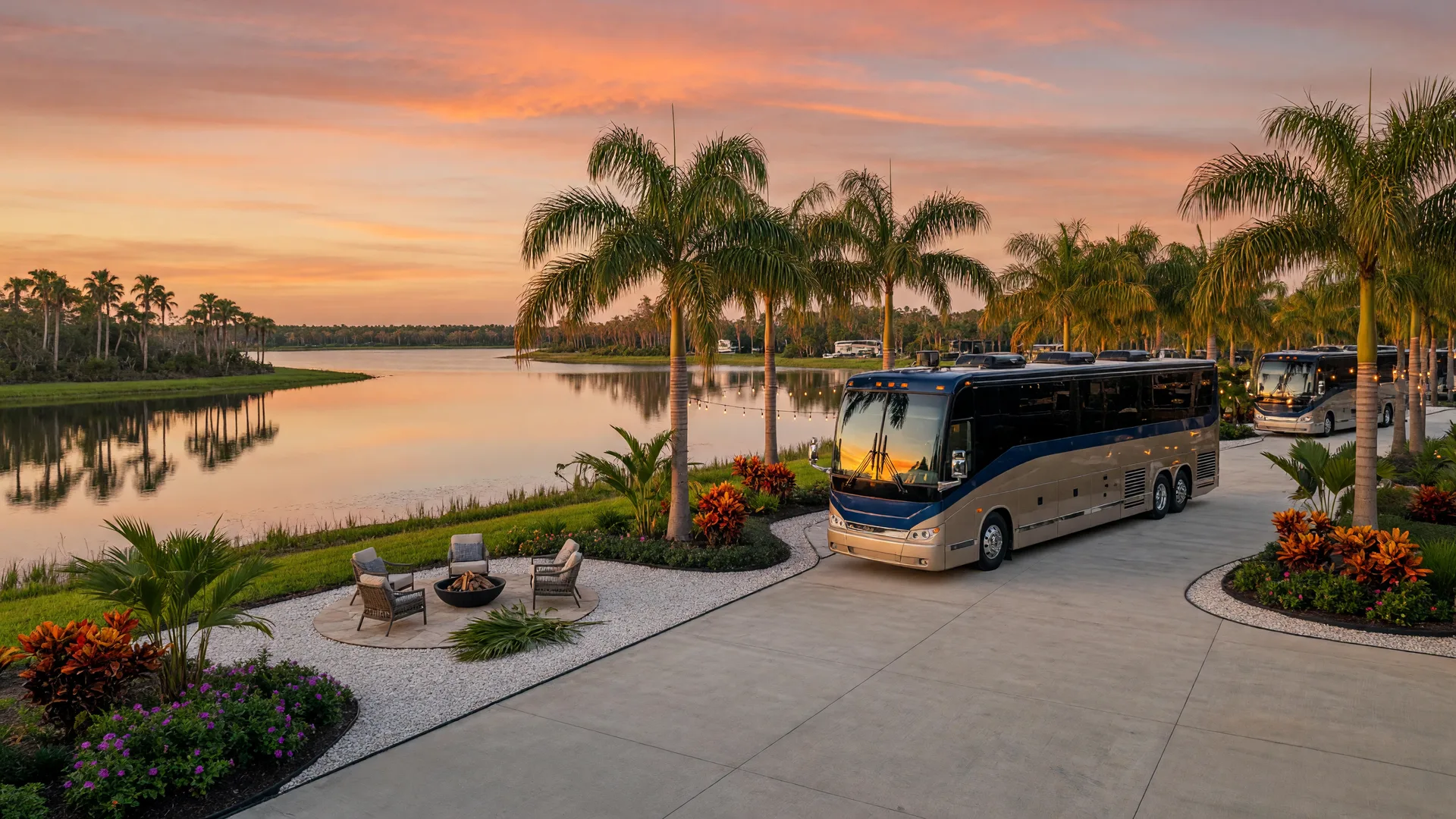 Aerial view of luxury RV resort community in Central Florida