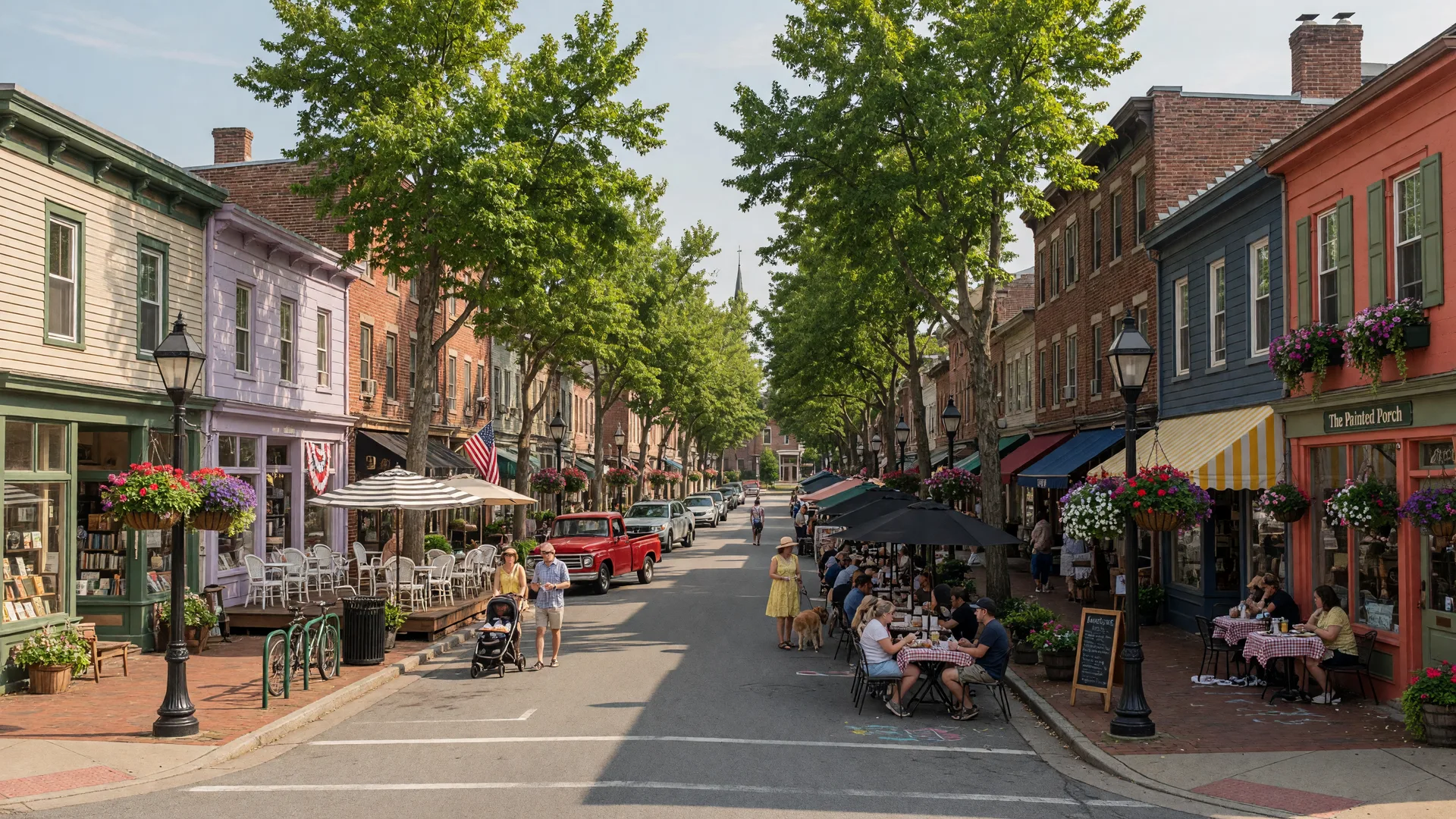 Langhorne historic district with shops and restaurants