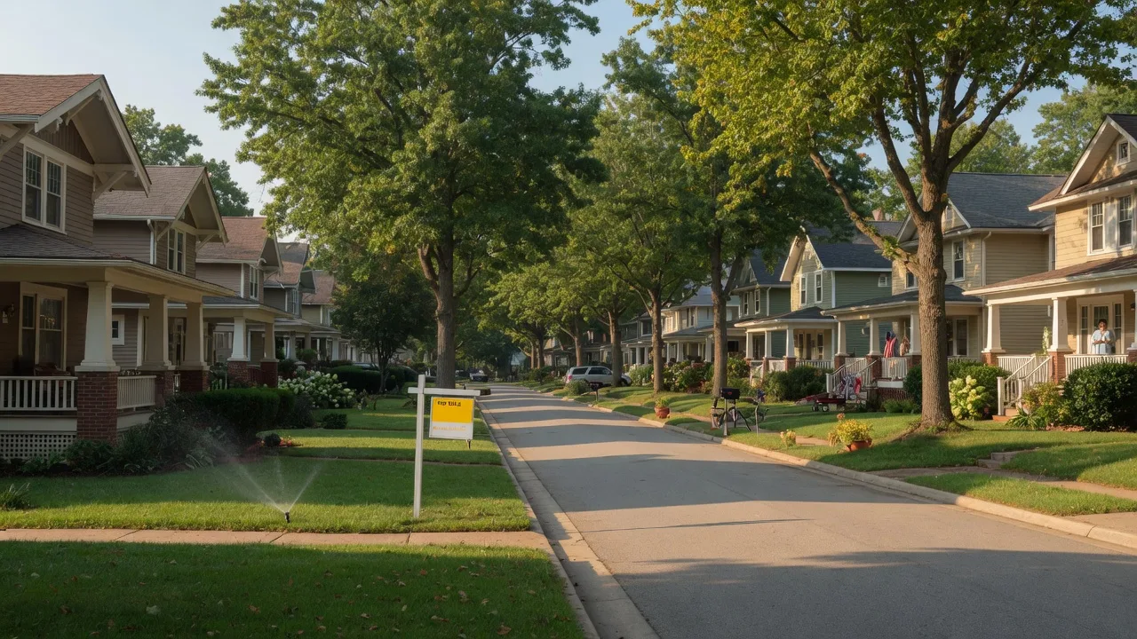 Suburban home in the Cincinnati area on a warm summer day