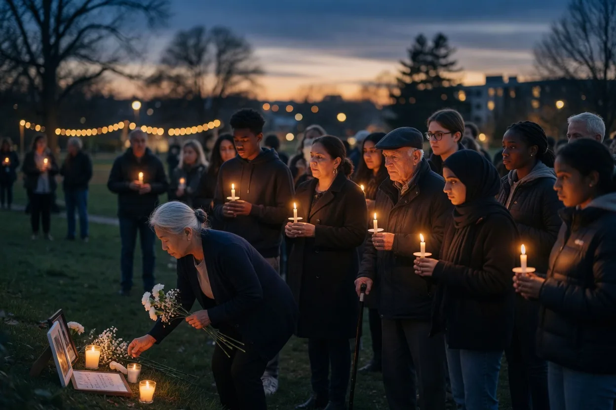 A candlelight vigil and community remembrance honoring the victims of September 11 at schools, fire stations, and parks