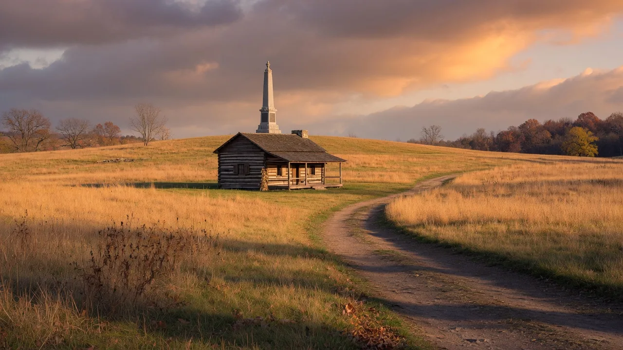 Valley Forge National Historical Park in King of Prussia with rolling golden meadows in autumn