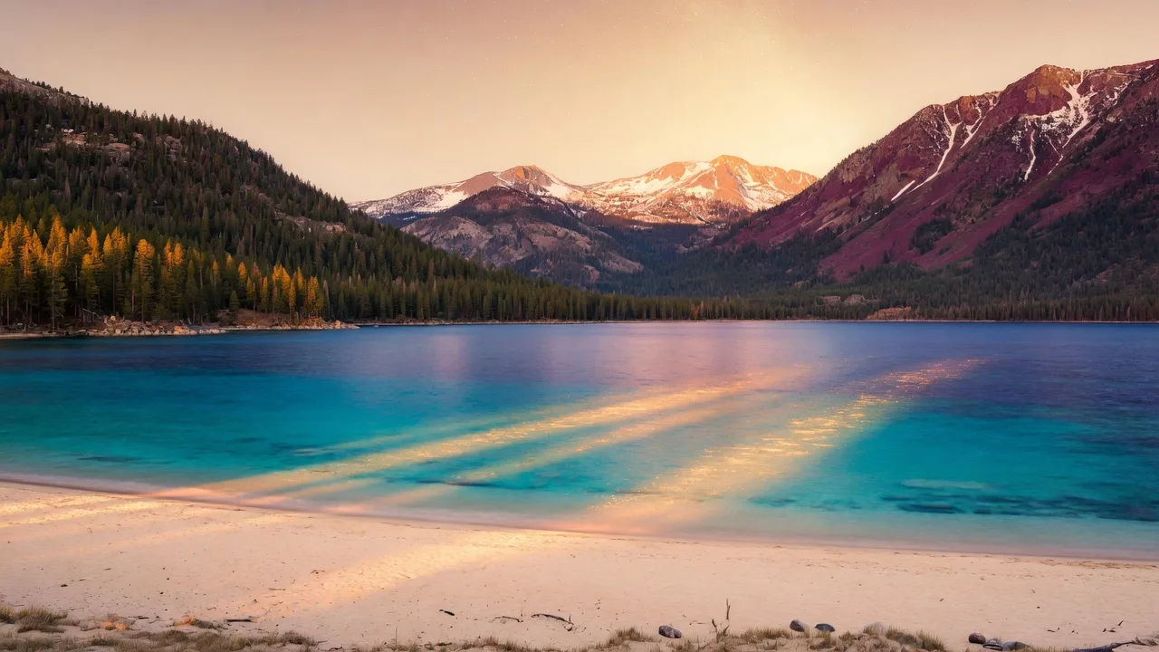 Lake Tahoe Area in Northern Nevada at golden hour